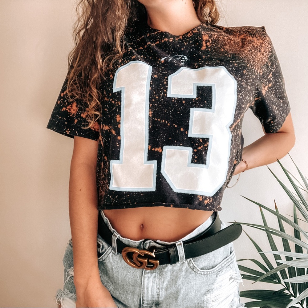 ❗️SOLD❗️Panthers Benjamin Acid Wash Crop Top